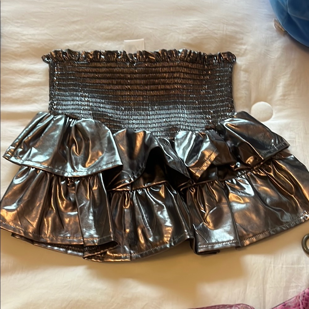 Queen of Sparkles Metallic Silver Ruffled Skirt